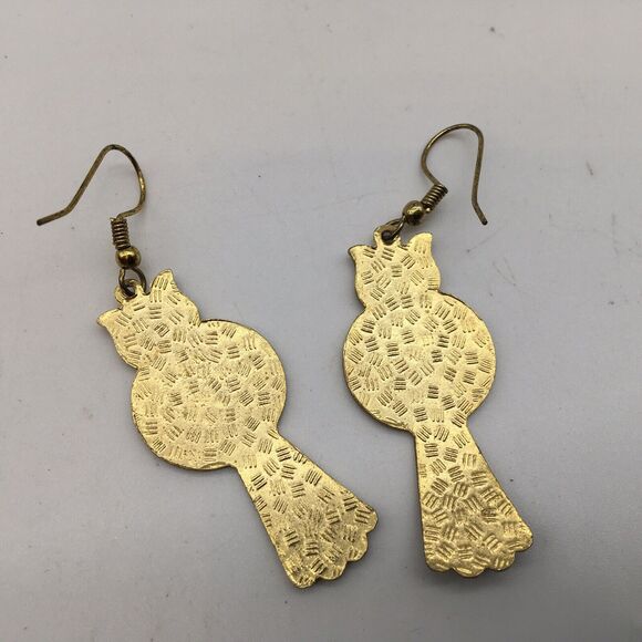 Lot Bird Earrings Cloisonne Enamel Gold Tone Peacock  Parrot Whimsical Catbird - Picture 6 of 10